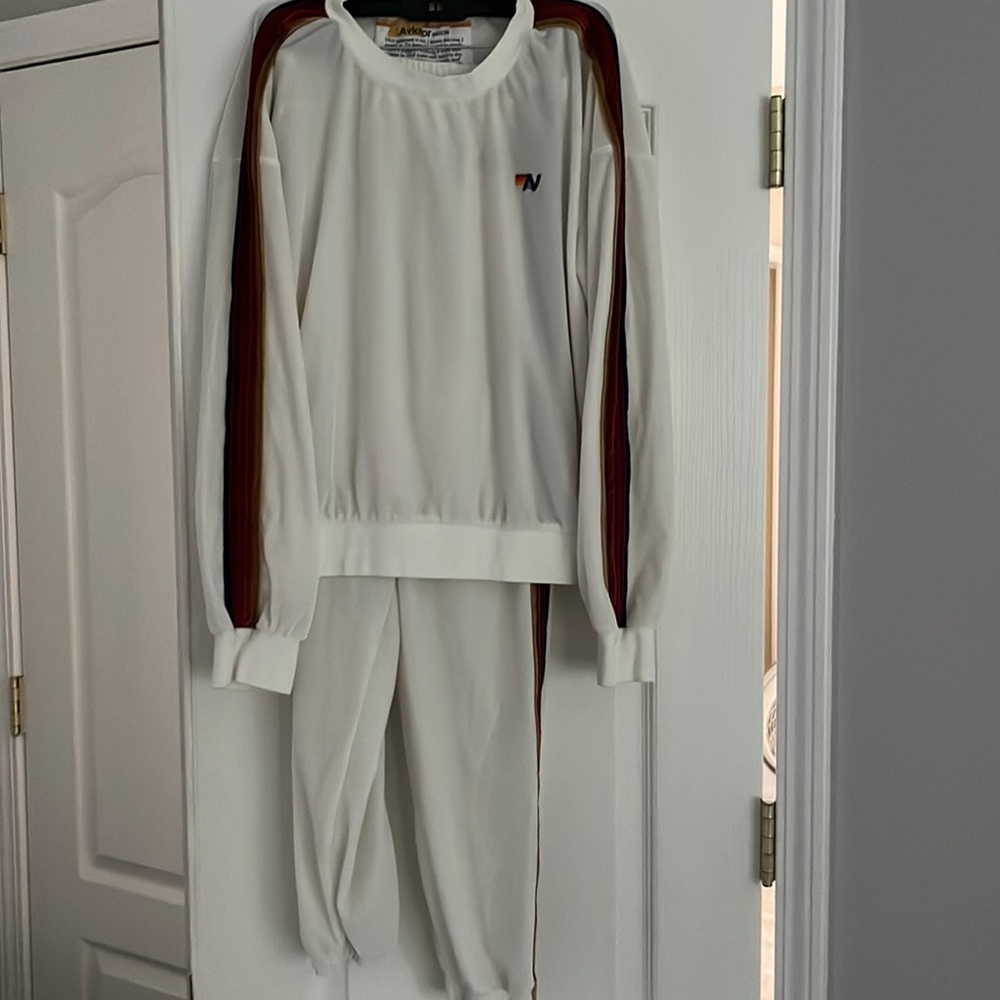 Aviator Nation cream velour sweatsuit set